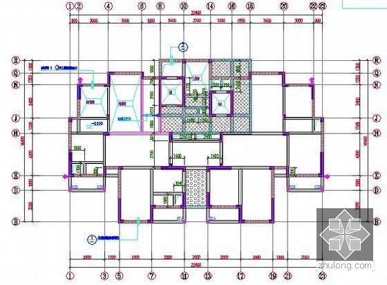 [浙江]8万平米高层公寓小区(地下室)建筑安装工程量清单控制价编制实例(含施工图纸百余张)-一层结构平面图