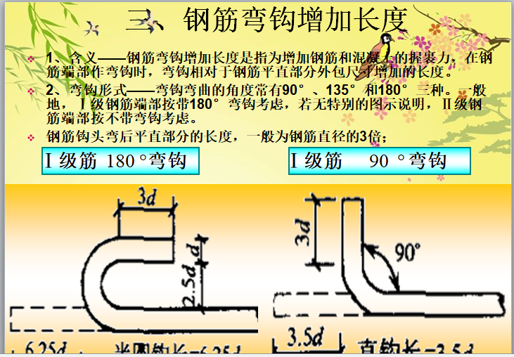 钢筋工程量计算基础知识-钢筋弯钩增加长度