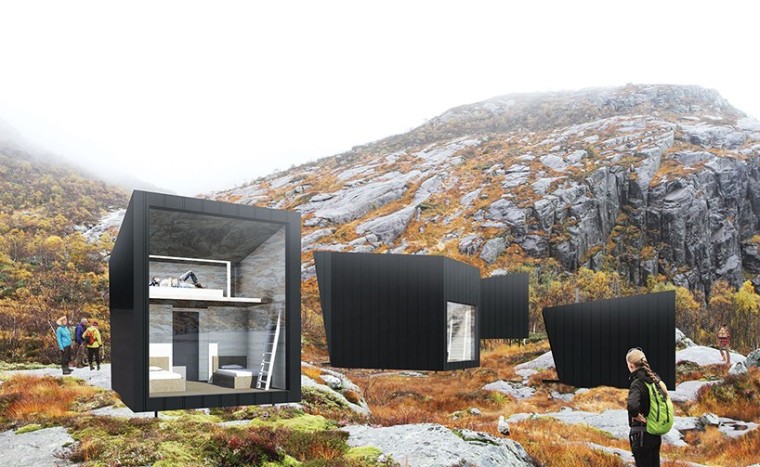 休伦湖边的洞穴桑拿房资料下载-为远足者设计的挪威山边小屋