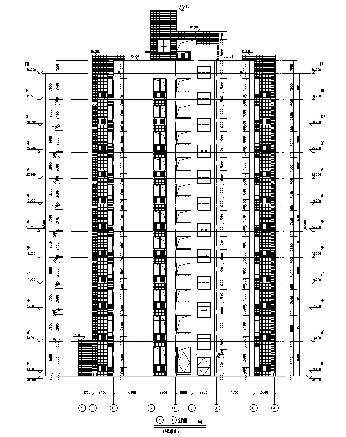 [广州]高层碧桂园小学教学楼、宿舍、综合楼施工图（含水电园林）-高层知名地产小学教学楼、宿舍、综合楼建筑立面图