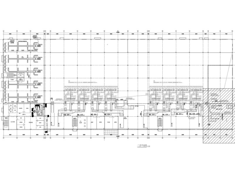 [重庆]生物制药工厂净化空调通风防排烟系统设计施工图(自控系统)-二层空调送风风管平面图.jpg