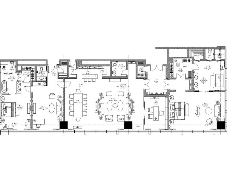 [河南]知名地产文华酒店室内施工图+实景图-742F总统套房家具平面布置图