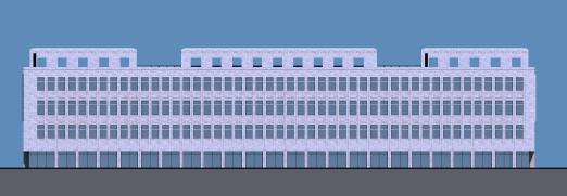 [新疆]四层现代风格U形平面布局党校综合楼建筑设计方案文本-四层现代风格U形平面布局党校综合楼建筑立面图