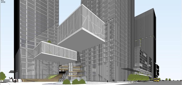 留仙洞总部基地塔楼办公建筑投中标文本资料下载-[广东]留仙洞总部基地街坊投标方案模型