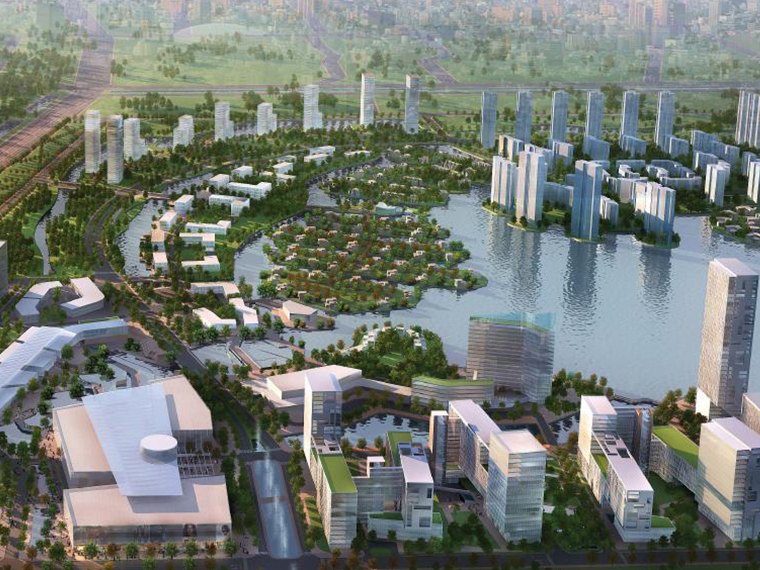 公园城市规划设计资料下载-[天津]SOM卫南洼概念城市规划设计方案文本