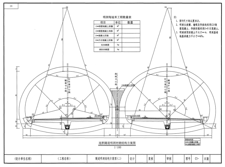 公路工程基本建设项目设计文件图表示例范本（全套，179页）-隧道明洞结构方案图