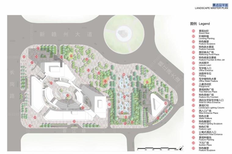 [江西]赣州章江新区某广场景观规划设计文本（包含pdf+81页）-景点总平面