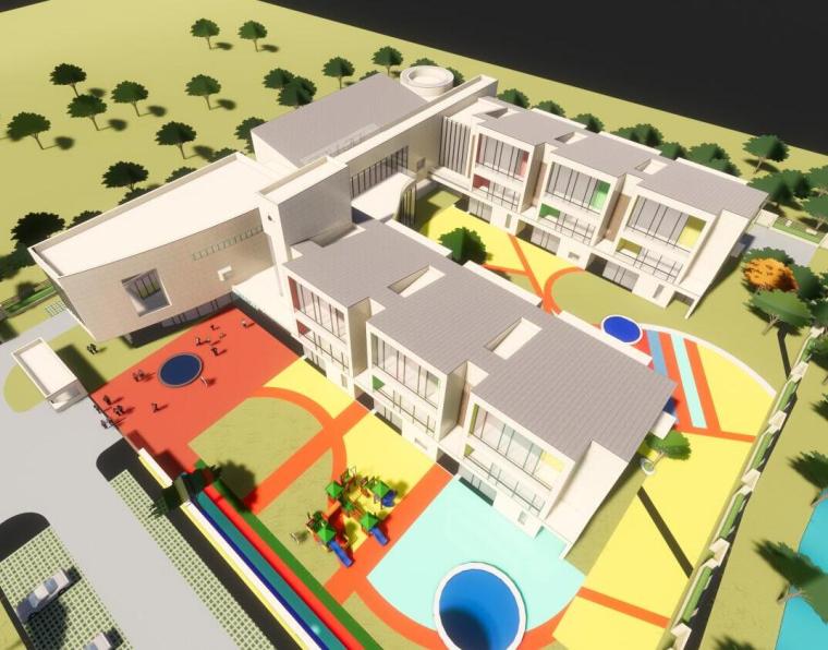 revit幼儿园模型资料下载-新城幼儿园建筑模型设计（2018年）