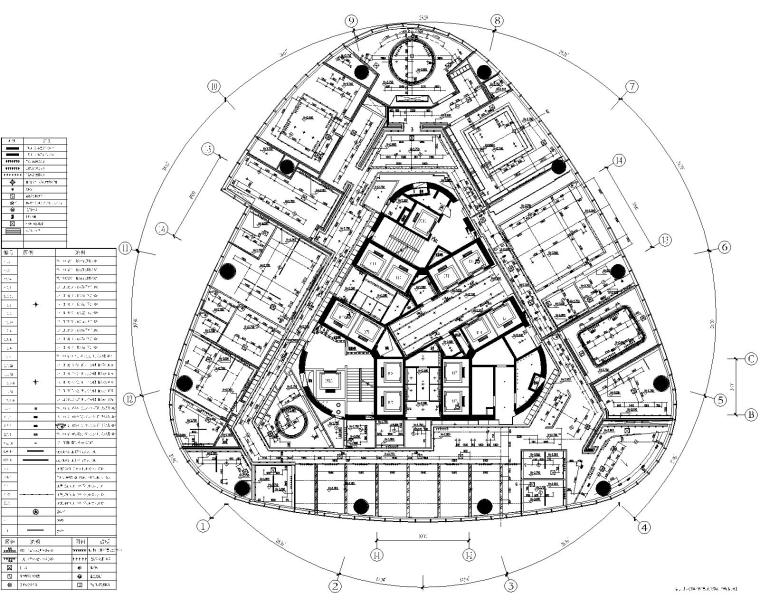 [江西]某建设工程有限公司办公室全套设计资料-十三层综合天花图