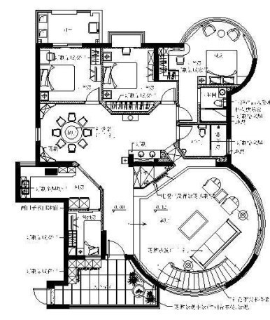 某中式豪华别墅室内设计施工图及效果图-平面布置图CAD预览