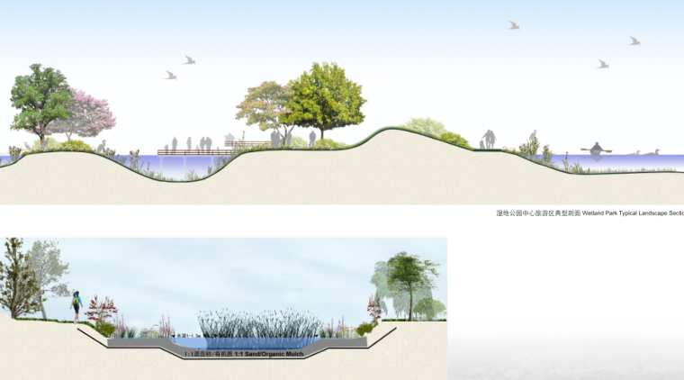 [北京]野鸭湖国家湿地公园概念性总体规划（PDF+82页）-剖面图