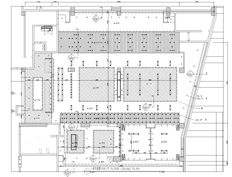 [广东]某酒店一层全日餐厅施工图-一层天花图