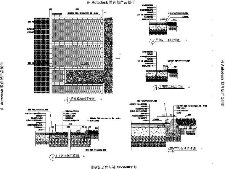 [浙江]城镇滨水生态湿地景观施工图（2016年最新）-停车位、道路侧石做法详图