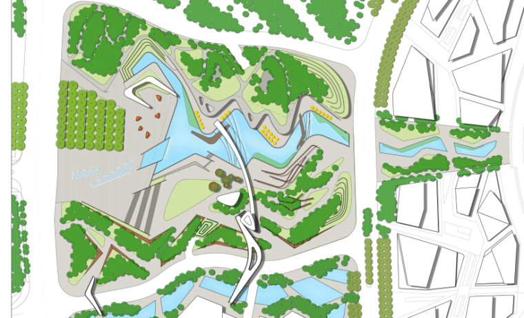 [湖南]风景区中轴线市民公园景观设计（效果图精美）-公园设计放大总平面