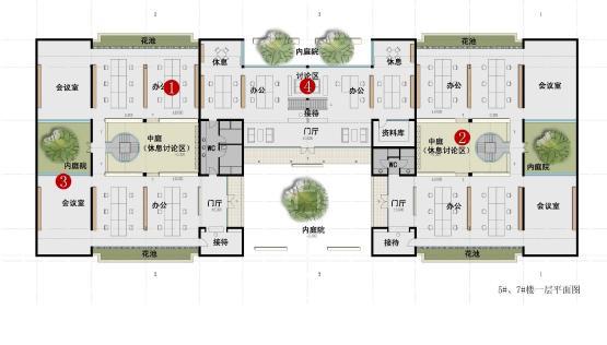 [浙江]新中式风格创意产业园建筑设计方案文本-新中式风格创意产业园建筑平面图
