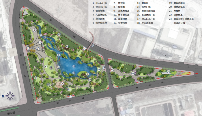 [辽宁]生态湿地海绵城市公园景观规划设计方案-景观总平面图