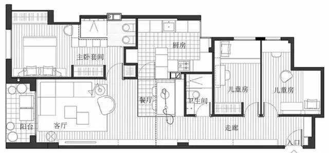 宾馆套间户型资料下载-长条户型采光和收纳问题怎么办？12m的地柜和轨道射灯就能解决