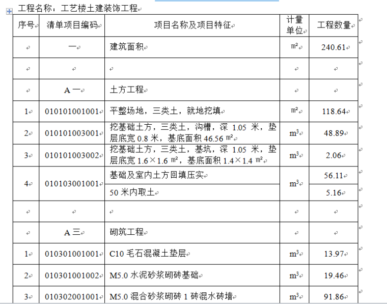 造价实例-造价工程量清单计价实例(含图纸)-分部分项工程量清单