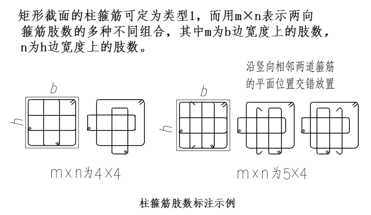 柱-建筑结构平法施工图识读-柱箍筋肢数标注示例