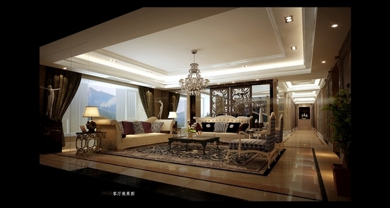[珠海]奢华新古典四居室装修CAD施工图（含效果图）客厅立面图