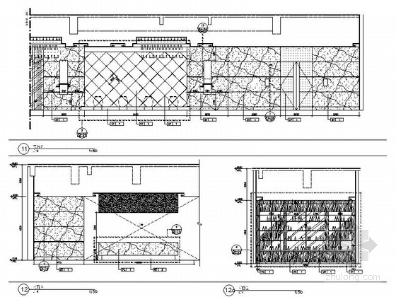 [江苏]科技文化艺术中心高档贵宾休息厅装修施工图（含效果）接待厅立面图 