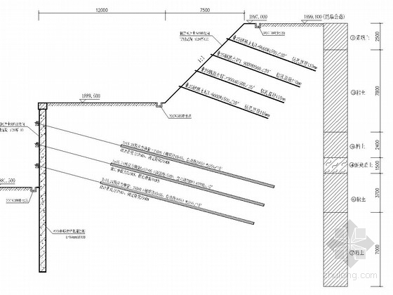 18米的基坑支护资料下载-[云南]18米深基坑复合土钉桩锚支护施工图（含设计计算书）
