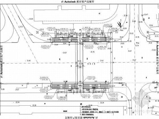 超市自动扶梯资料下载-超市门口43.5m人行天桥施工图30张CAD