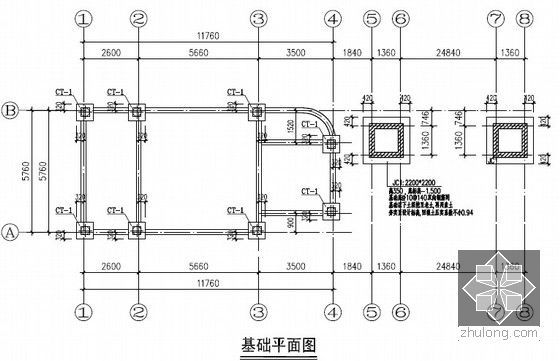 [江苏]传达室建筑工程施工招标文件编制实例(含图纸、工程量清单报价)-基础平面图