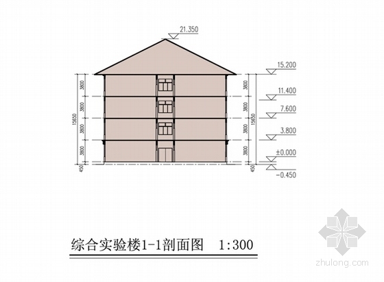[浙江]新古典主义风格中学校区规划设计方案文本-校园规划剖面图