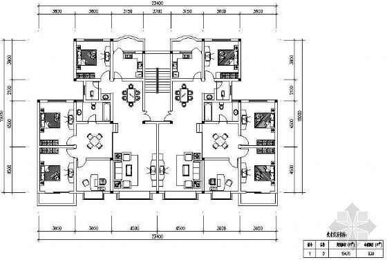 三室两卫一厅施工图纸资料下载-四室三厅一厨两卫154平米