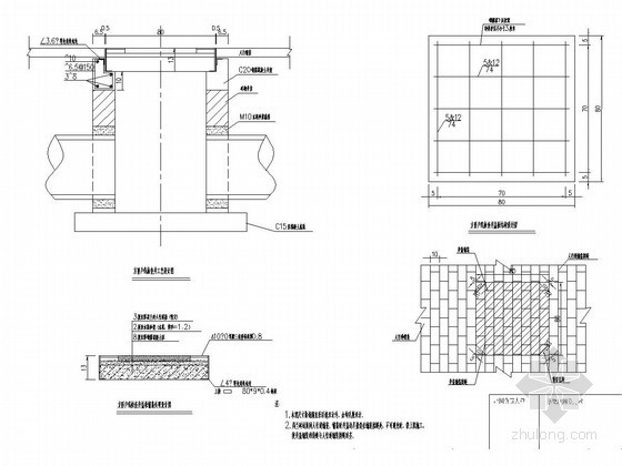 景观道路做法大样图资料下载-市政道路人行道方形井盖大样图