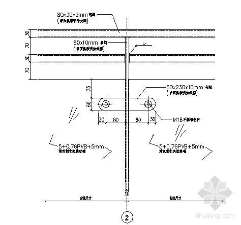 玻璃栏杆CAD图资料下载-玻璃栏杆立面标准节点图