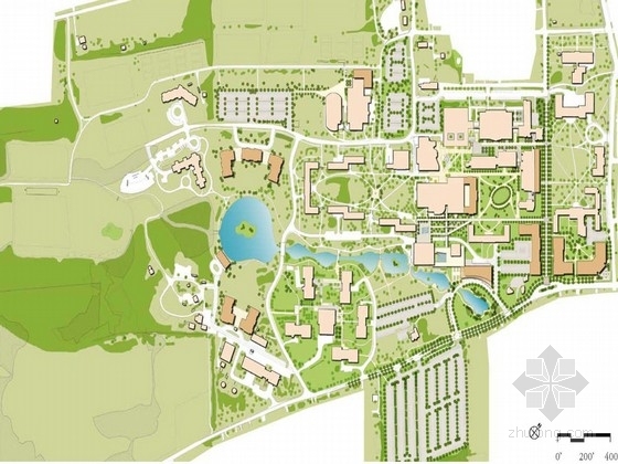 大学景观初设资料下载-[美国]现代大学景观总体规划设计方案