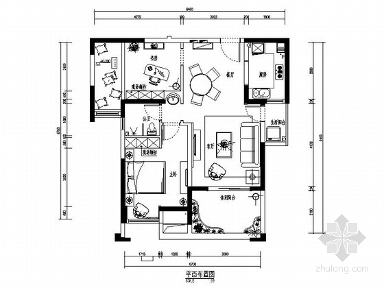 现代清新客餐厅资料下载-[郑州]清新现代奢华三居室设计CAD装修图（含效果）