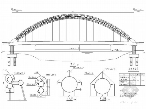 主跨90m下承式系杆拱桥全套施工图（86张）-主桥主拱肋装设布置图 