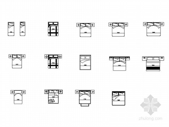 现代风格家具图块资料下载-现代风格床CAD图块下载
