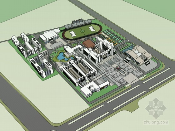 学校鸟瞰模型资料下载-学校鸟瞰SketchUp模型下载