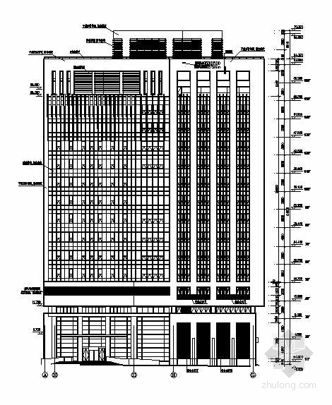 建筑施工图弧形立面资料下载-立面图(F10建筑施工图)