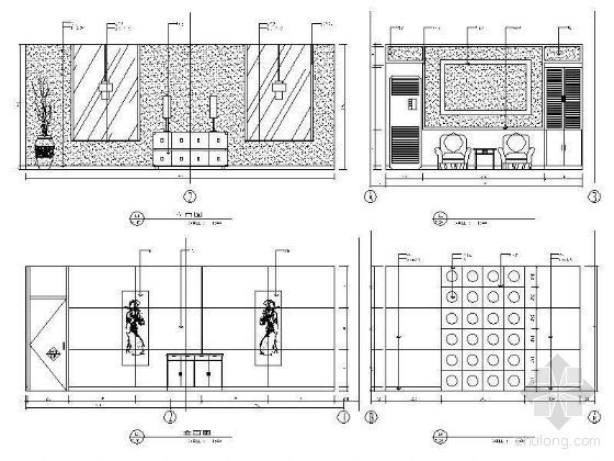 中餐厅案例设计资料下载-中餐厅包间立面设计图