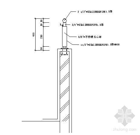 不锈钢栏杆栏杆资料下载-车道不锈钢栏杆详图