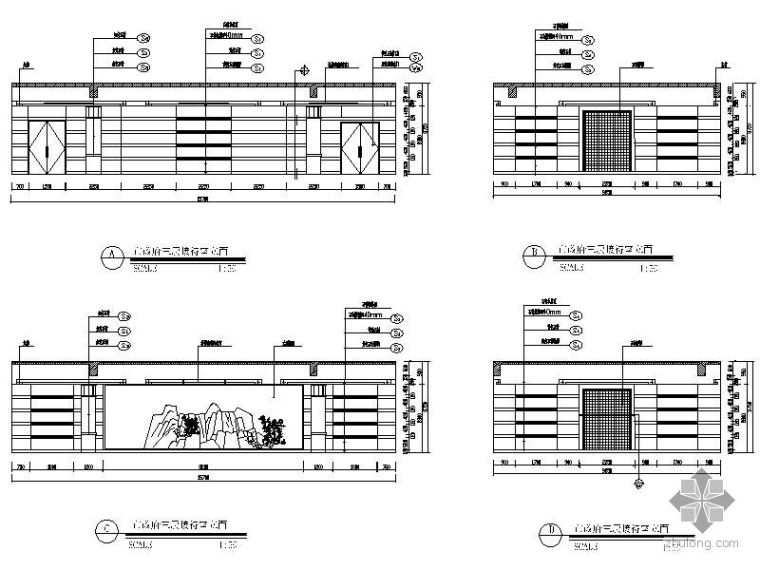 市政府建筑方案设计资料下载-市政府接待室立面图
