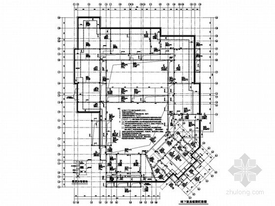 [上海]地上三层框架结构办公楼结构施工图-地下室底板梁配筋图 