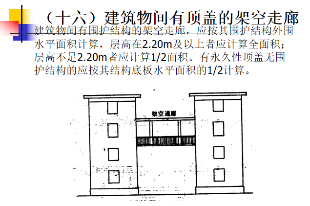 工程量清单及工程量计算-建筑物间有顶盖的架空走廊