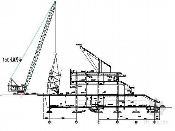 [宁夏]大型体育场钢管桁架制作安装施工方案（附图丰富）-主桁架吊装过程 