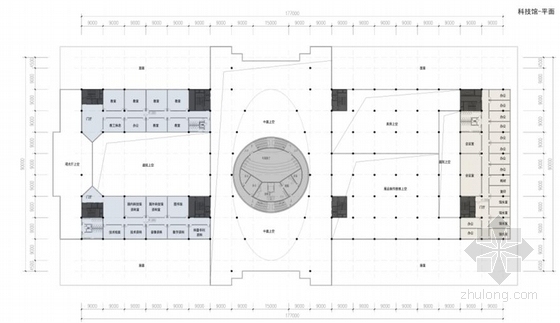 [江西]高层现代风格单体方形科技馆建筑设计方案文本（含建筑模型）-高层现代风格单体方形科技馆建筑平面图