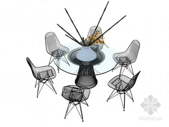铁艺休闲桌椅模型资料下载-休闲洽谈桌椅3D模型下载