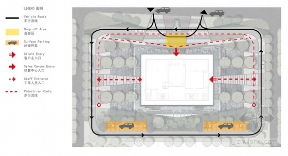 [辽宁]绿地展示中心及会所景观方案设计-道路分析图 