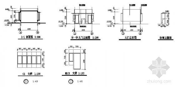 某市政府外部大门建筑方案图-2