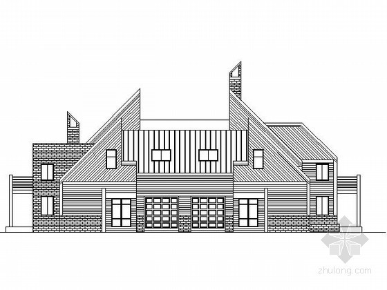 三层双拼别墅SU模型资料下载-某三层北美风格双拼别墅建筑方案图