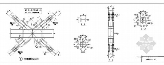 横梁支撑设计资料下载-某交叉支撑在横梁交叉点处的连接节点构造详图